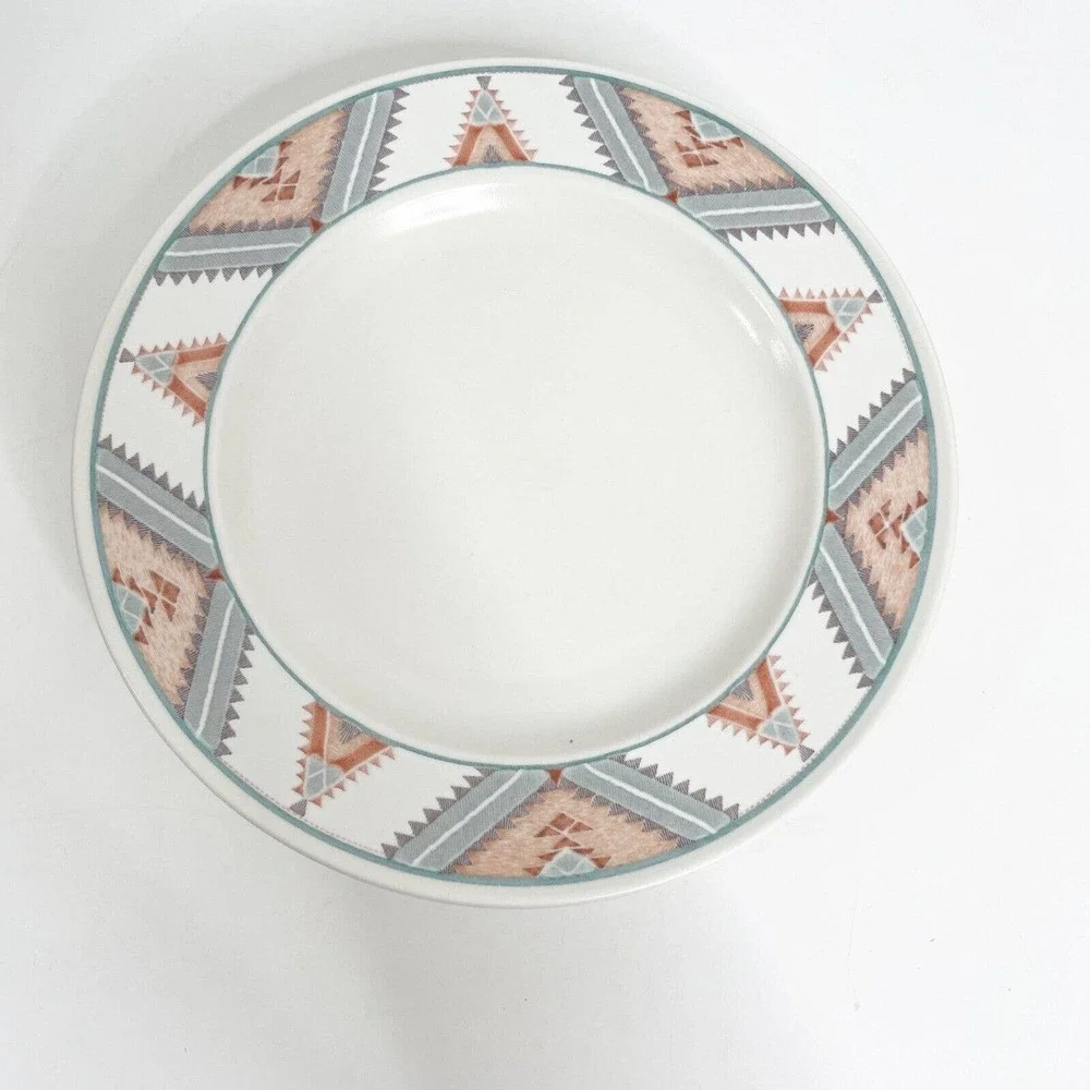 Vintage 80s Mikasa Intaglio Santa Fe Salad Plates Set of 4 Southwest Aztec 8" - Picture 3 of 6